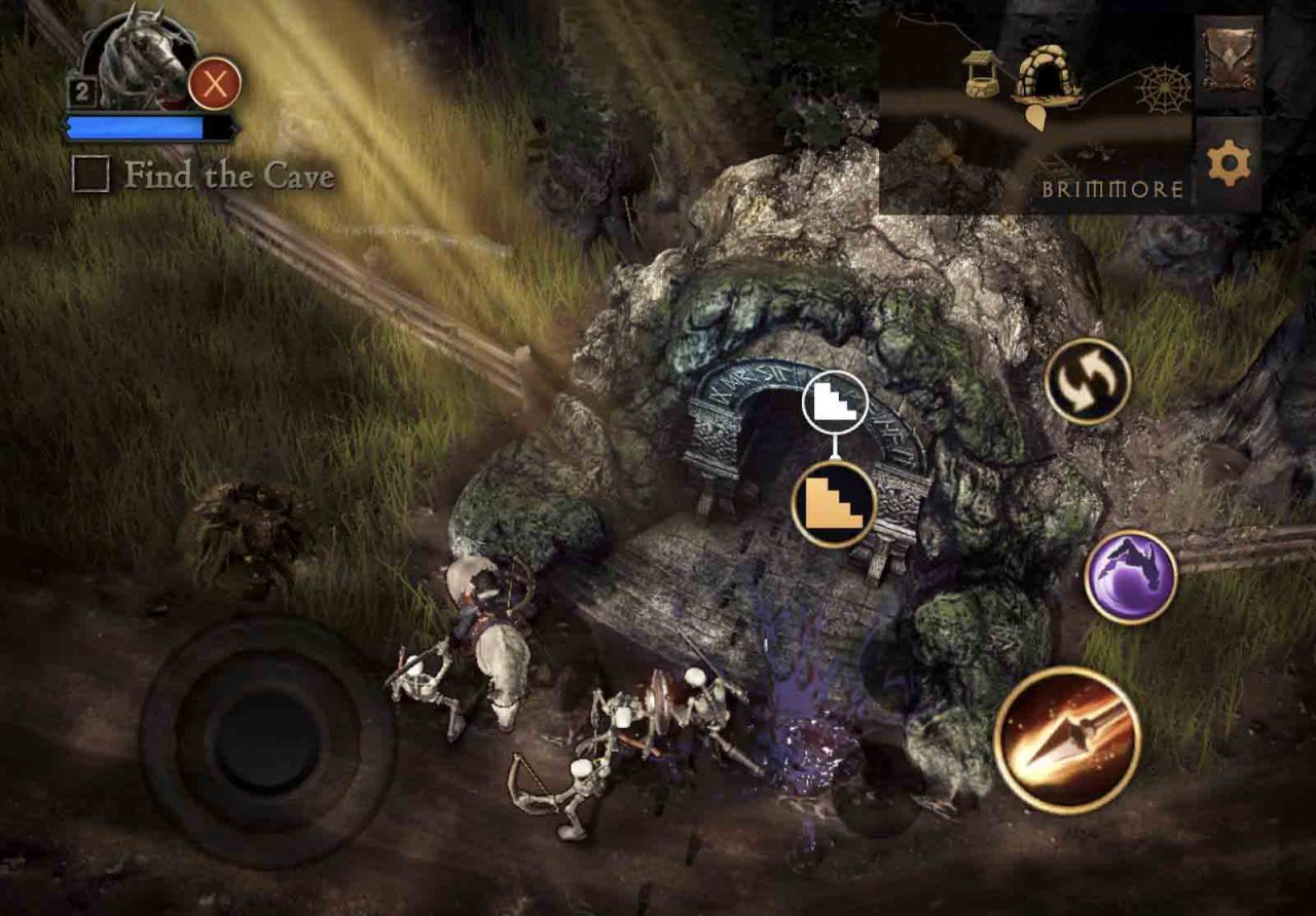 a female warrior on a horse fighting skeletons