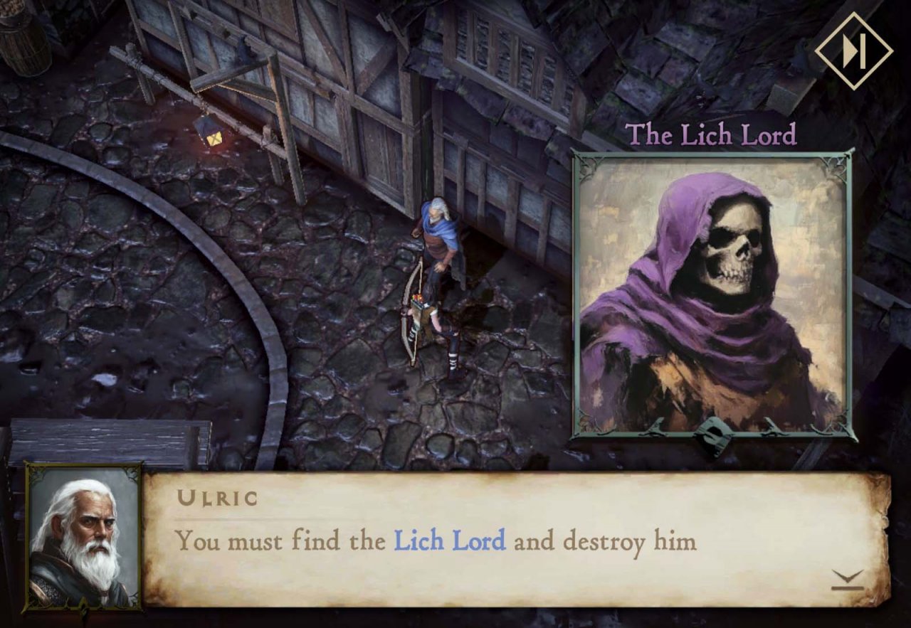 an old man telling you to defeat the lich lord