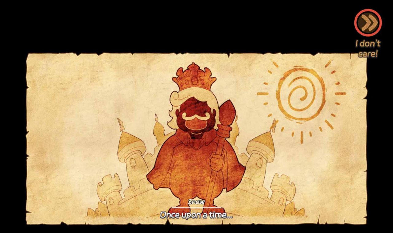 a cartoon king with a narration