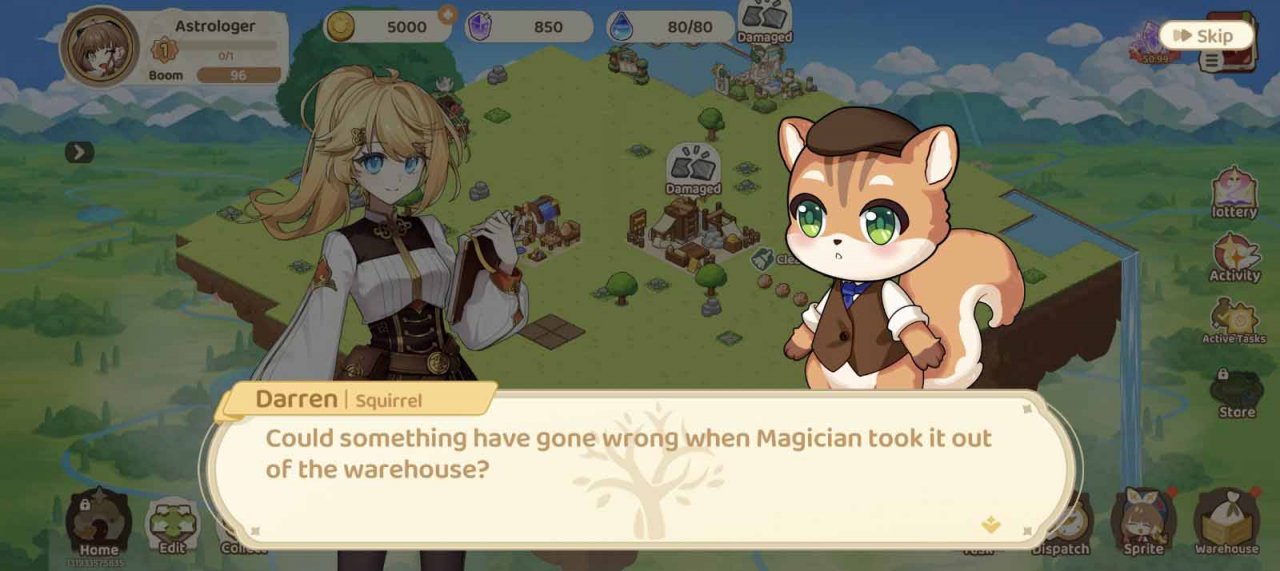 a woman talking to a magical squirrel about rebuilding the town