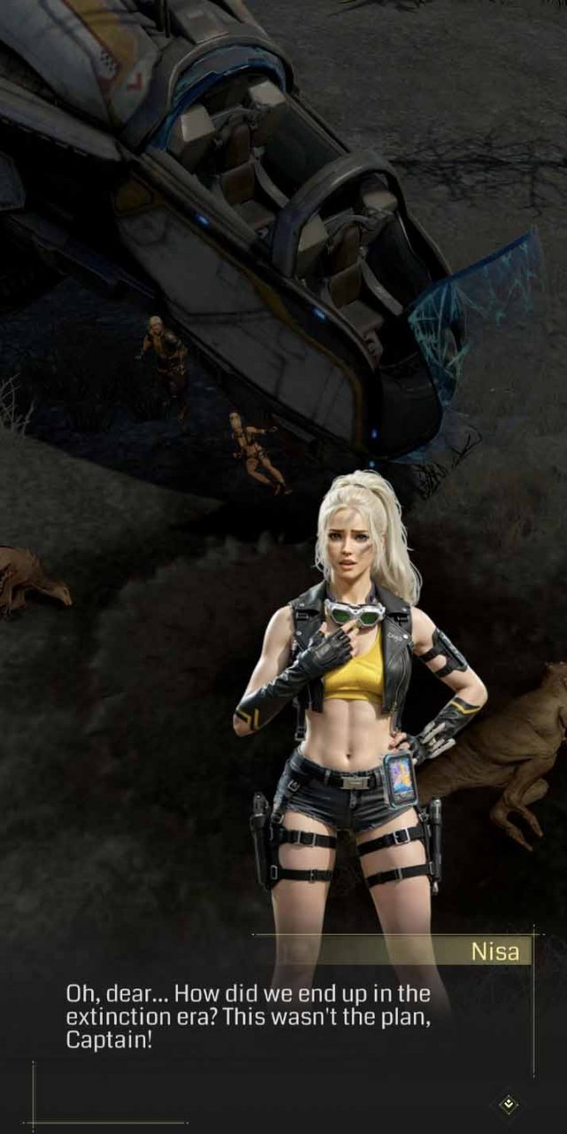 a female survivor in distress after crashing during time travel