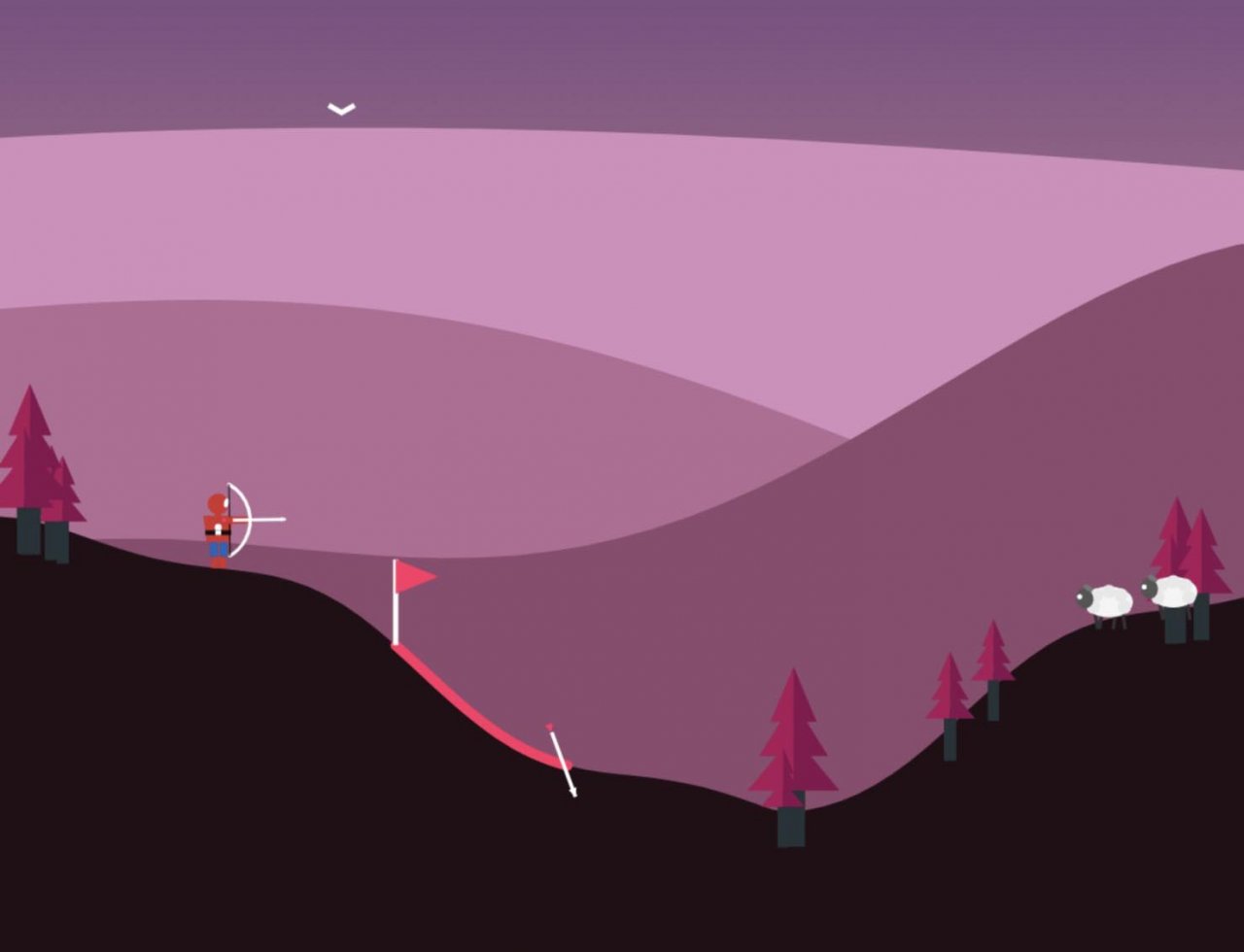 an archer on rolling hills