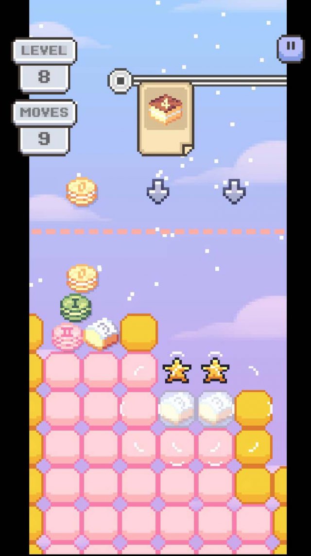 a grid filled with blocks and stars to puzzle your way out of in pixel art