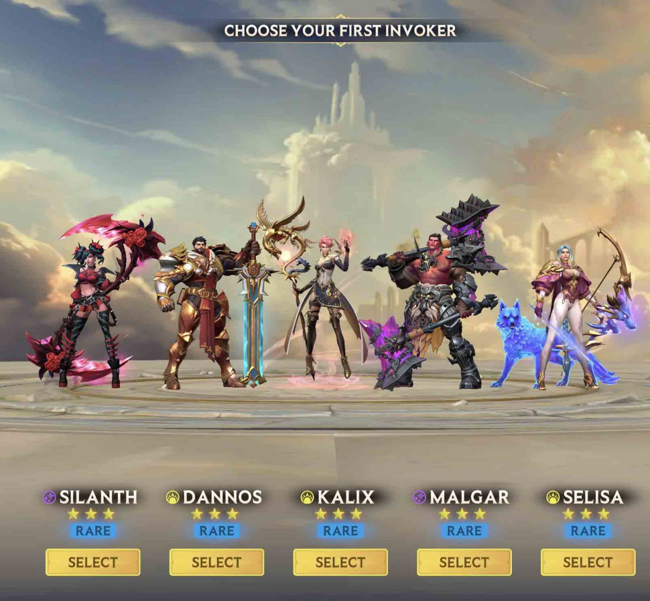 a lineup of fantasy characters with different classes