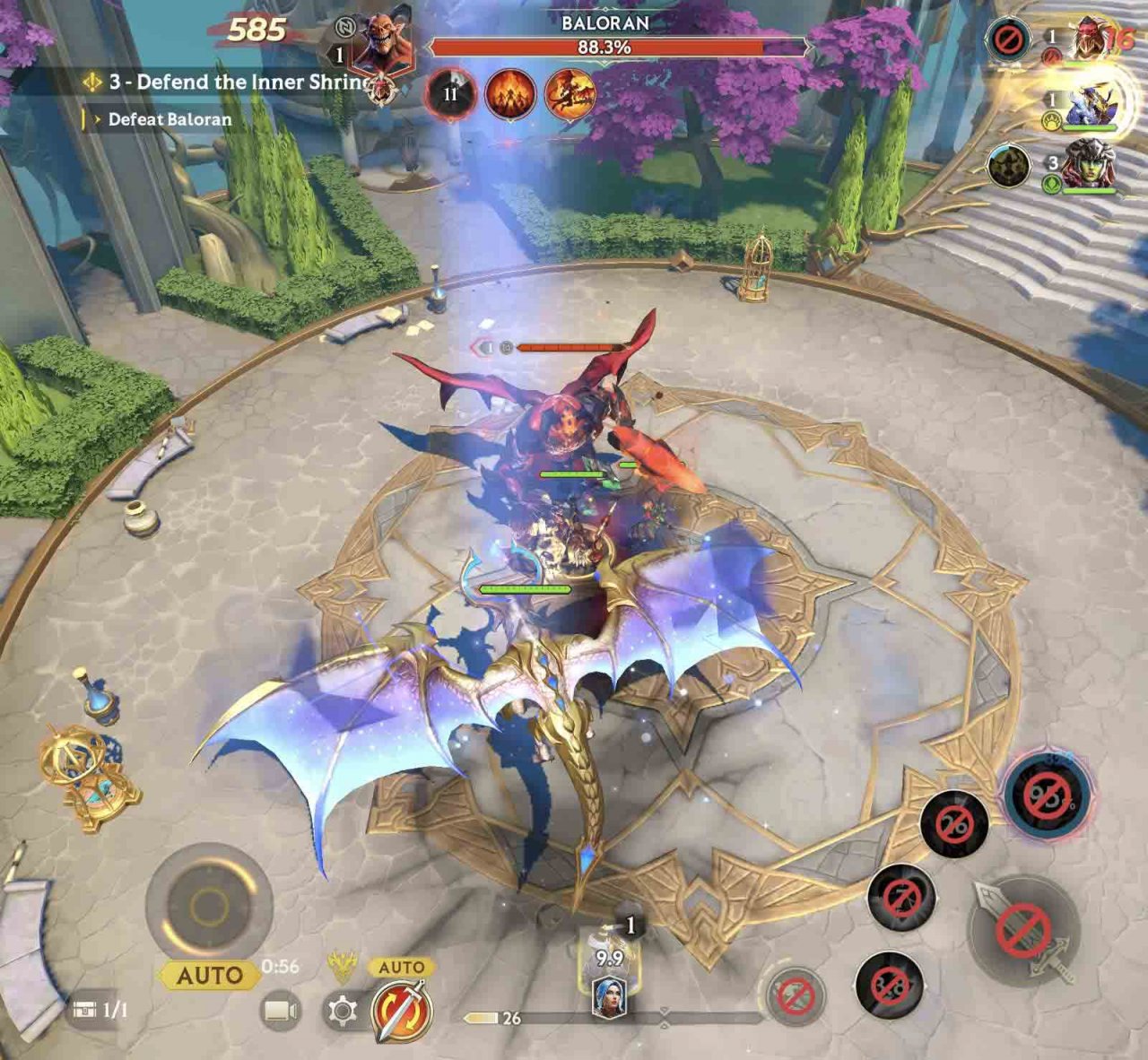 a huge dragon fighting monsters in battle