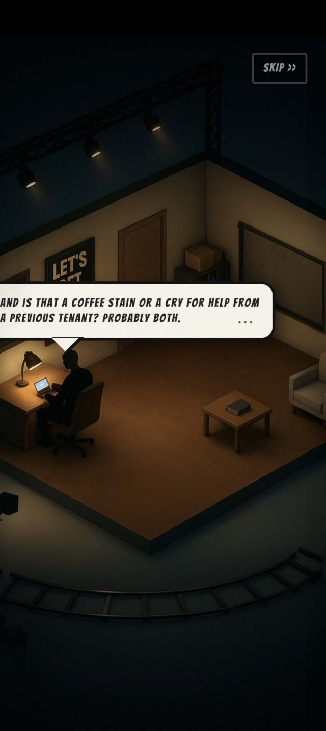 a person sitting in a dark and empty office