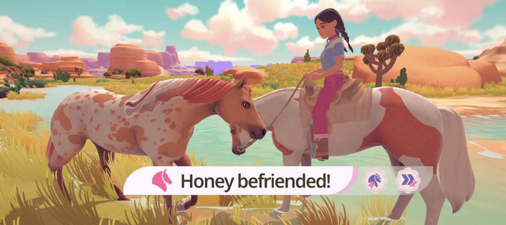 a barbie on a horse taming a wild horse