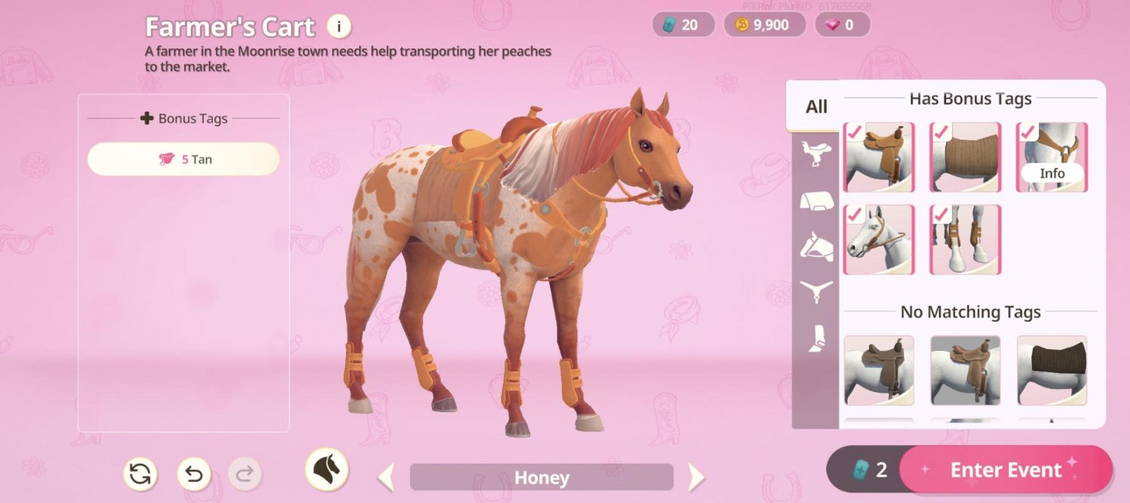 a horse with different cosmetics to choose from