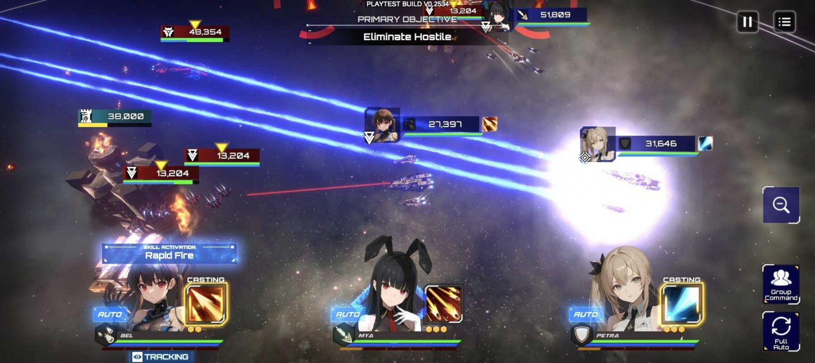 space combat with three female commanders and their fleets