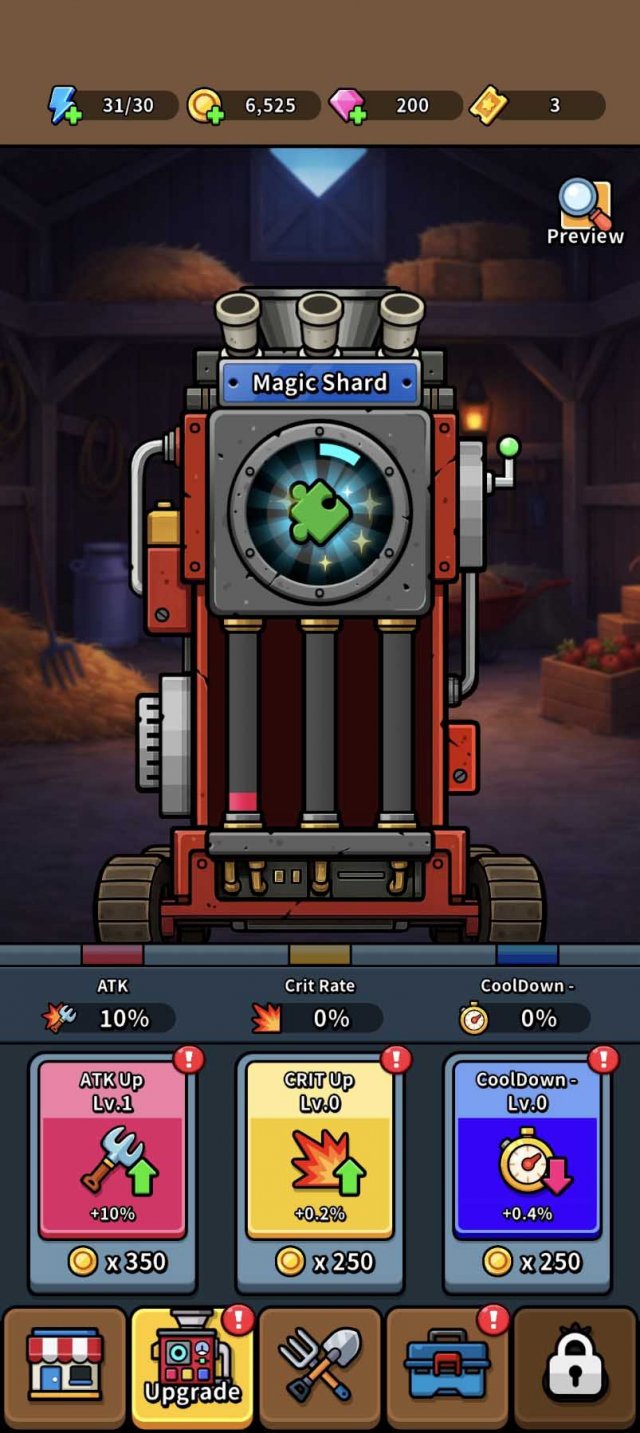 stat upgrades on a machine