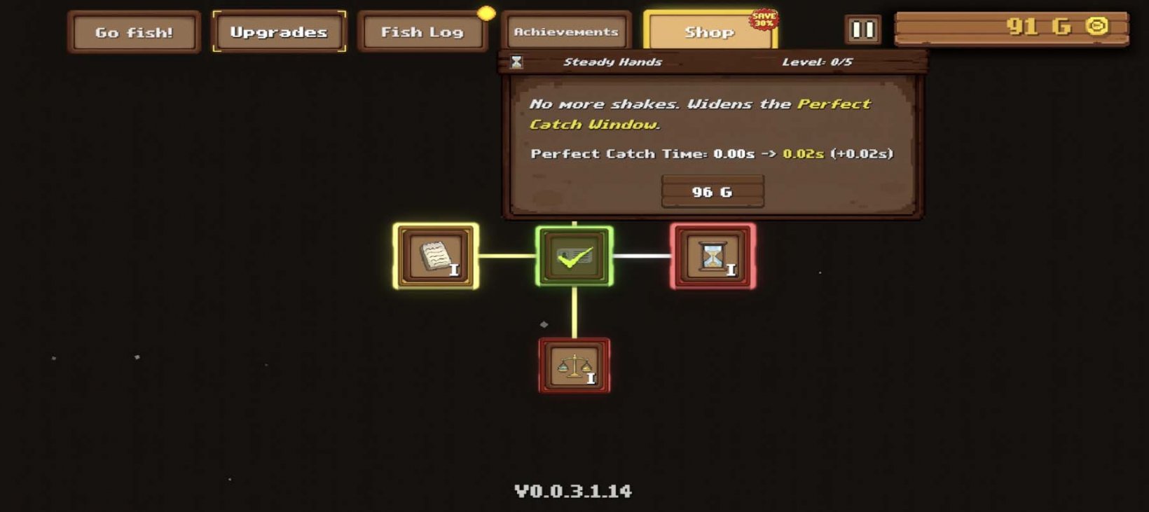 skill tree with fishing upgrades