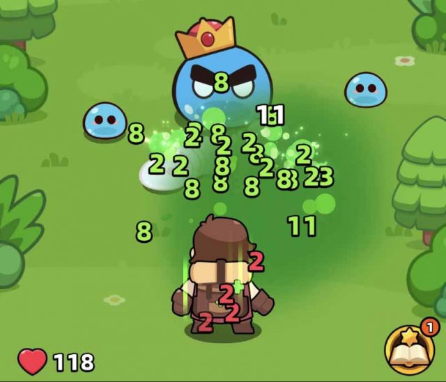 a warrior fighting a pack of blue slimes