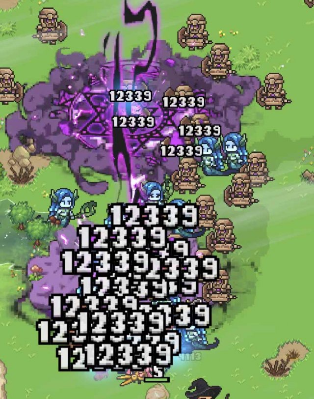 battlefield filled with monsters and lots and lots of damage indicator numbers