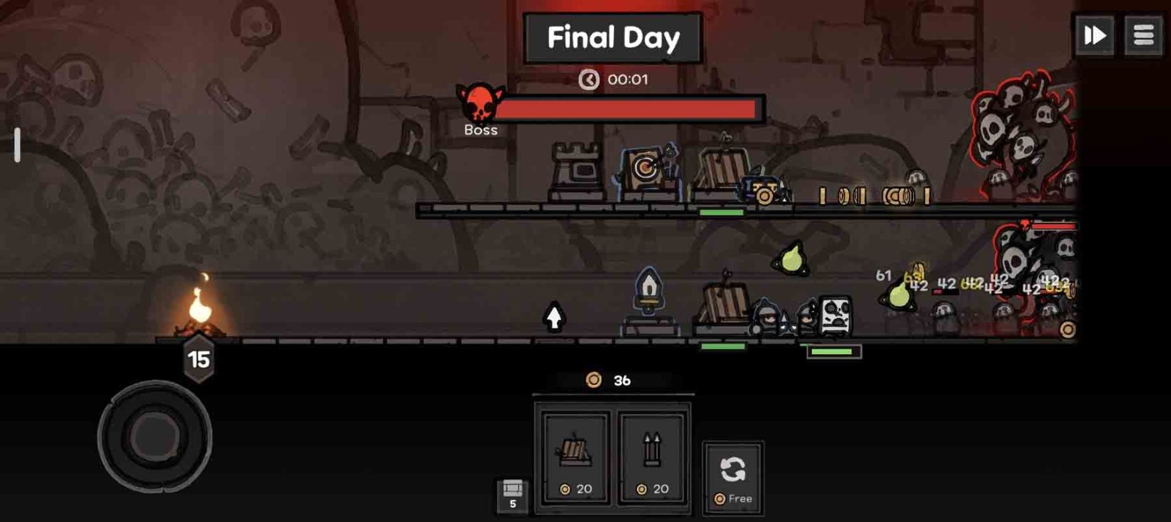a stage where you're defending the flame agaisnt hordes of enemies