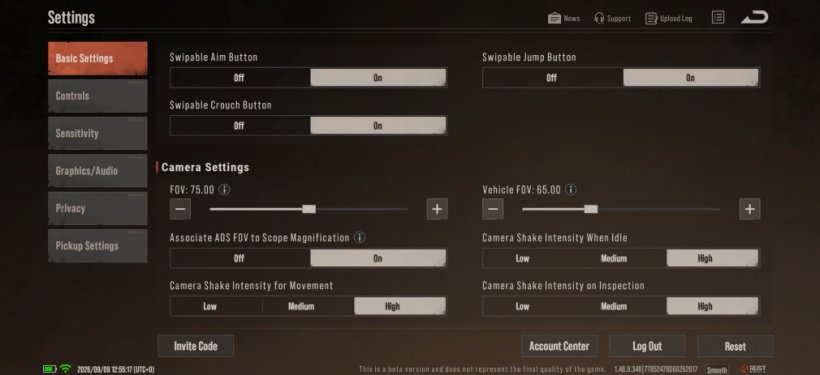 A small sample of some settings player's can tweak in Rust Mobile, including an FOV slider