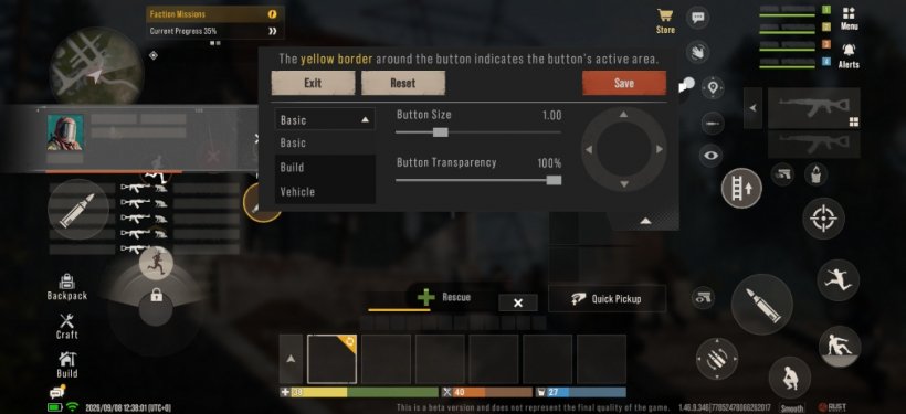 Rust Mobile's extensive touch control customisation menu
