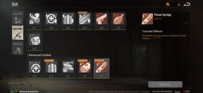 The numerous combat skills available in Rust Mobile