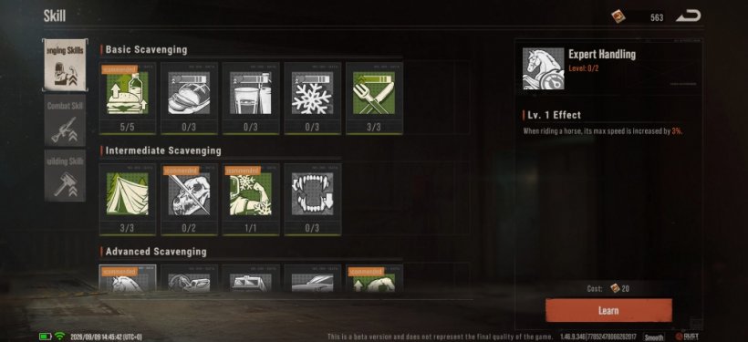 Scavenging skills, including Stealth Training and Energy Efficient