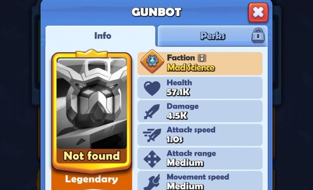 stats for gunbot the robot in ludus