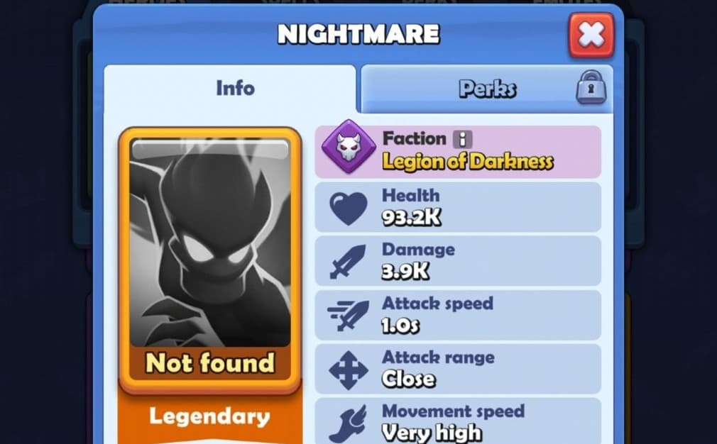 stats for nightmare in ludus