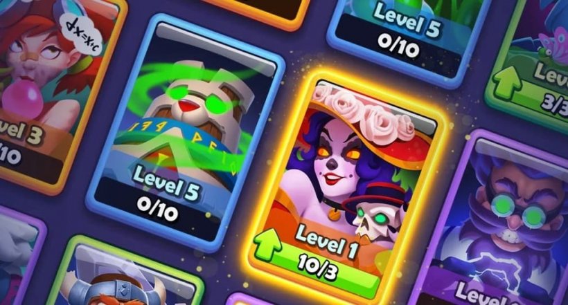 level 5 tower card and level 1 muerta card that can be upgraded