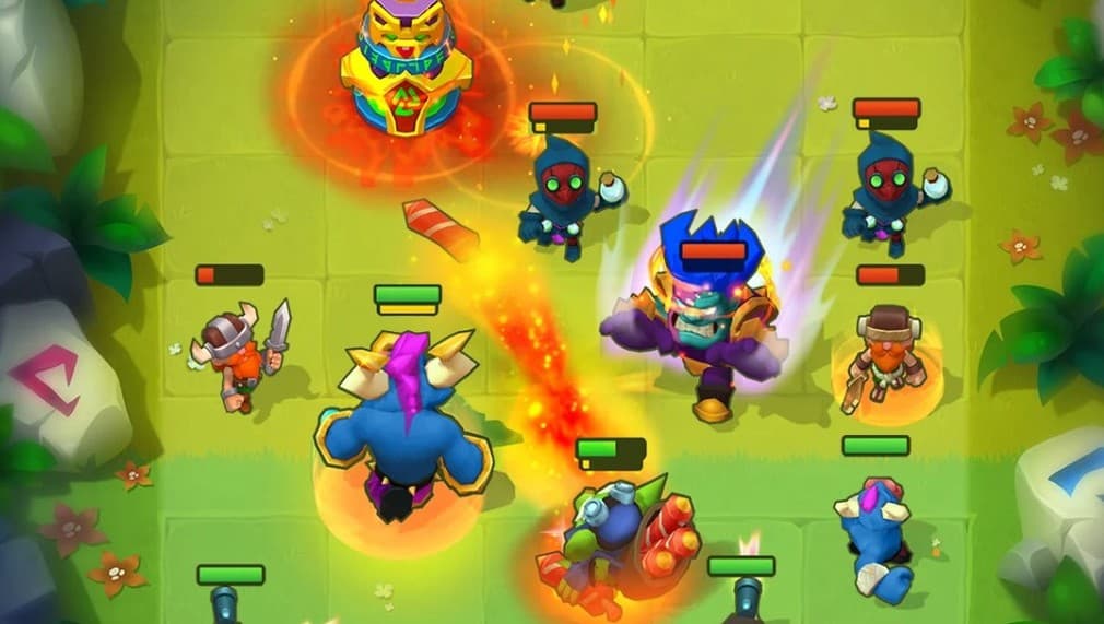 basic battle in ludus with heroes attacking each other