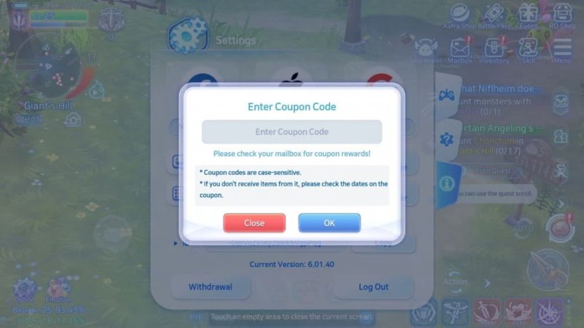 code redemption window in ragnarok v returns