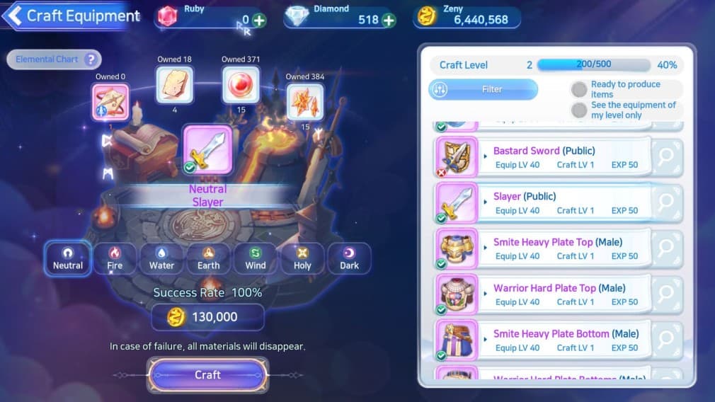 gear enhancement and change interface