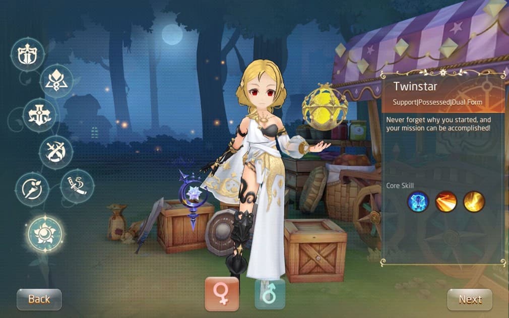 twinstar class character holding two spheres