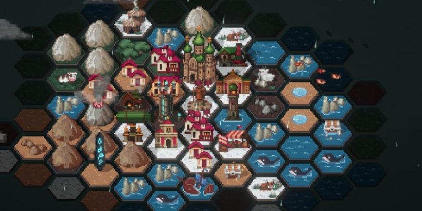 Imagem do jogo Townsfolk mostrando elementos da nova facção Tsardom em um assentamento medieval.