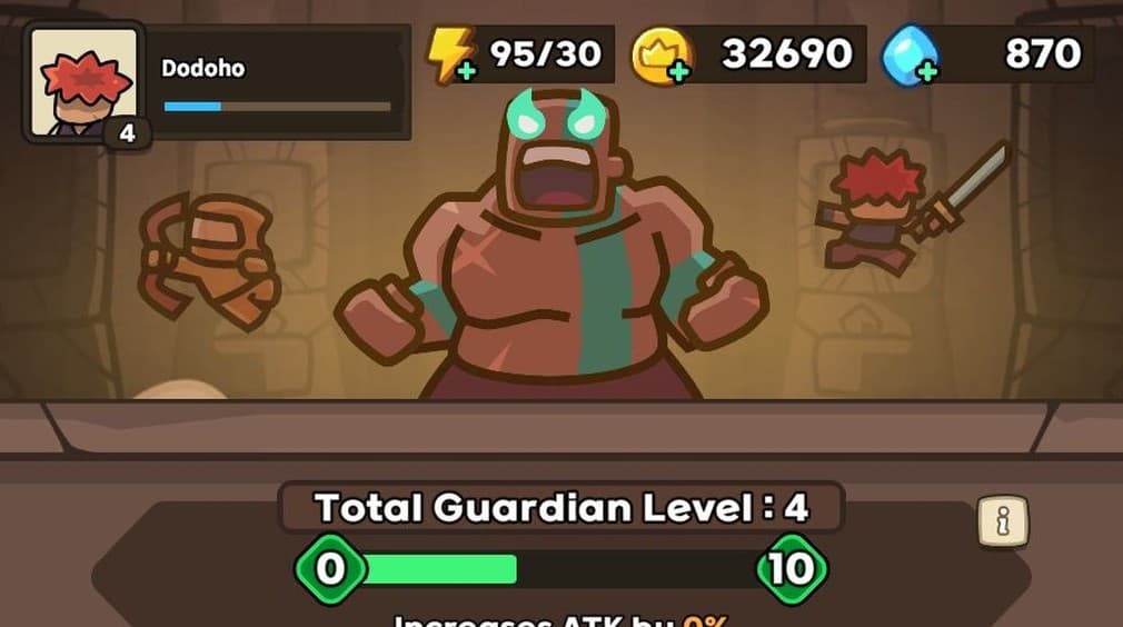 upgrades tab with the big strong looking hero