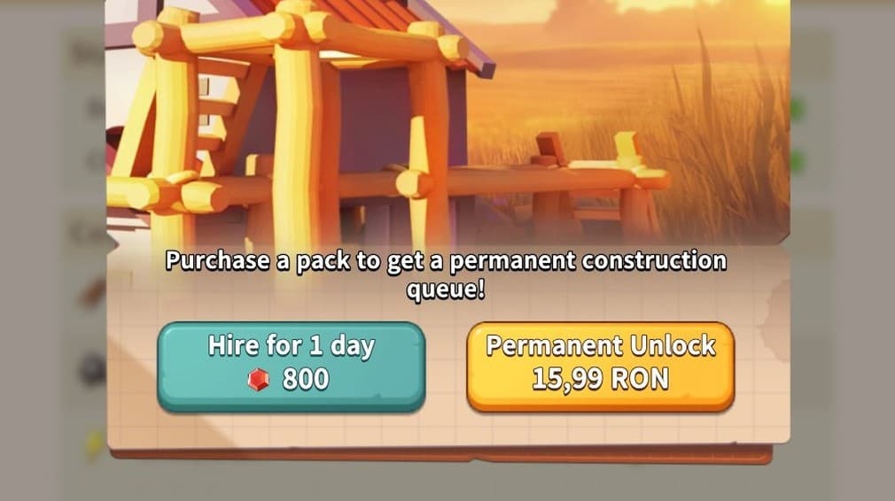 unlocking the second construction queue with crystals or money