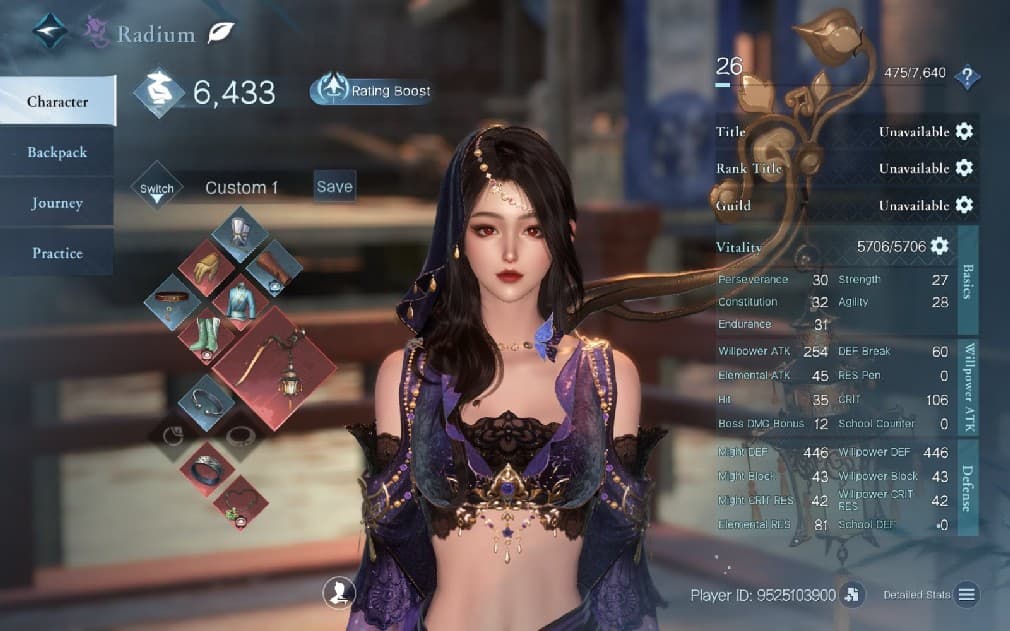 character interface where you see the gears and the main weapon