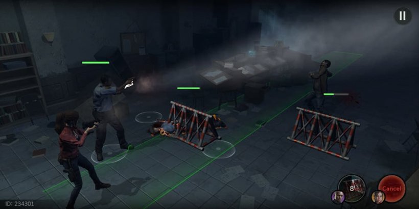 Claire Redfield and Officer Branagh shooting a zombie in an exploration battle