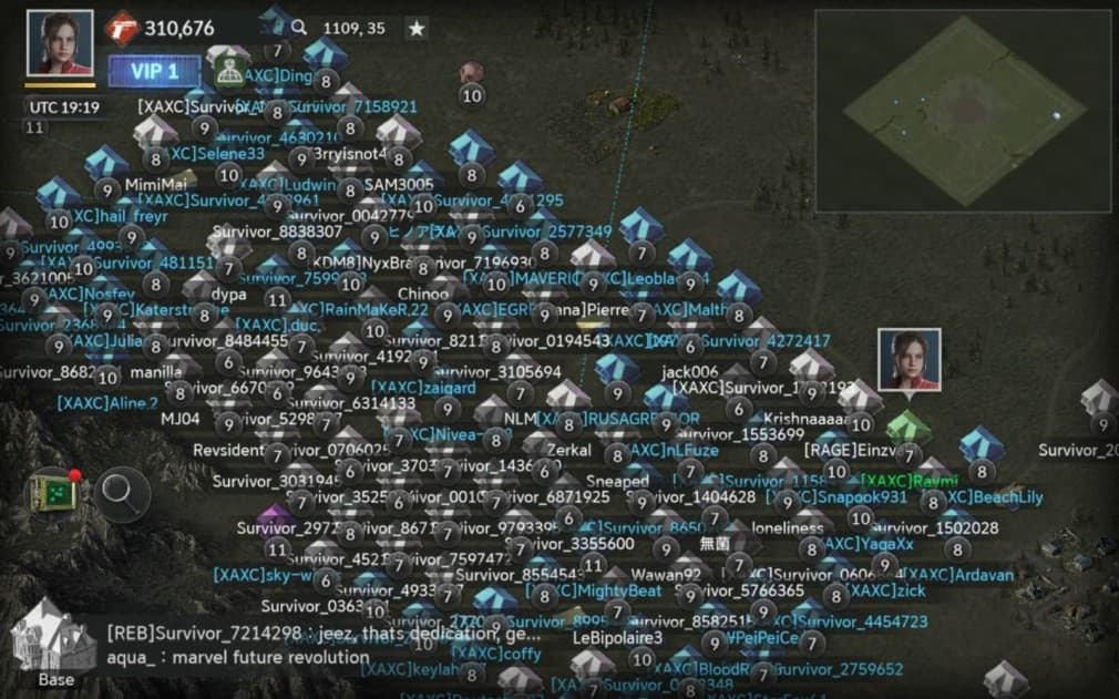 players belonging to same alliance in the world map