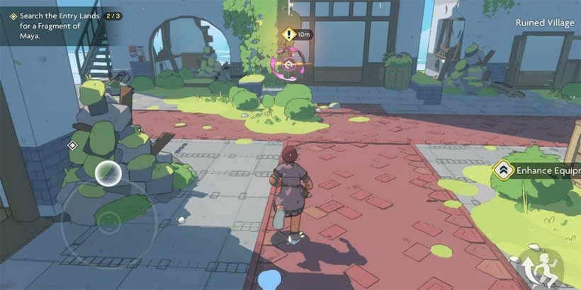 Player character running towards Maya spirit fragment