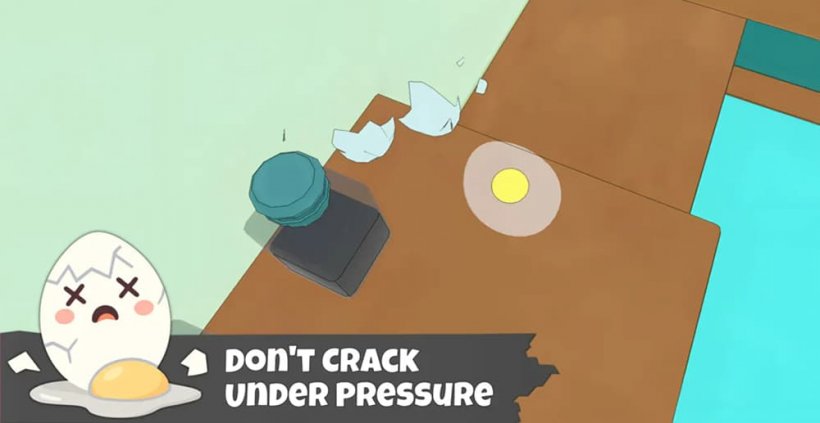 A picture of a cracked egg and the words 'don't crack under pressure'