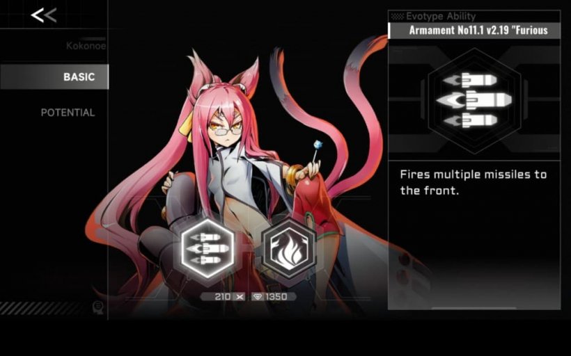 kokonoe and skill stat menu