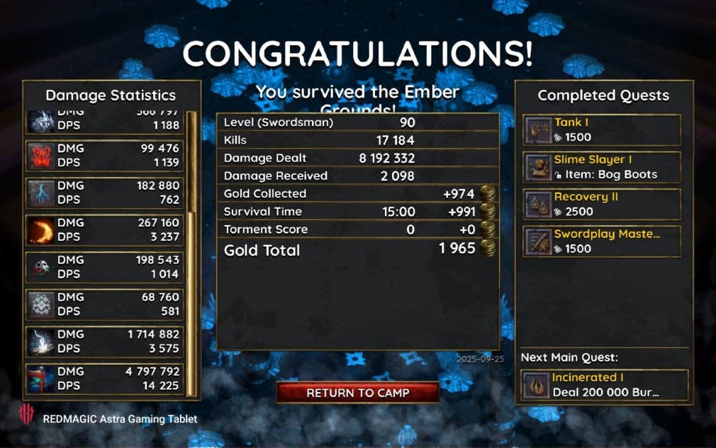 swordsman finishing a level at level 90