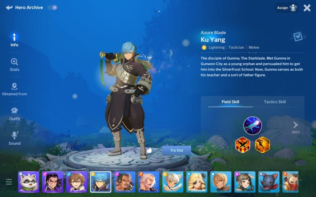 ku yang the blue haired handsome assassin like character