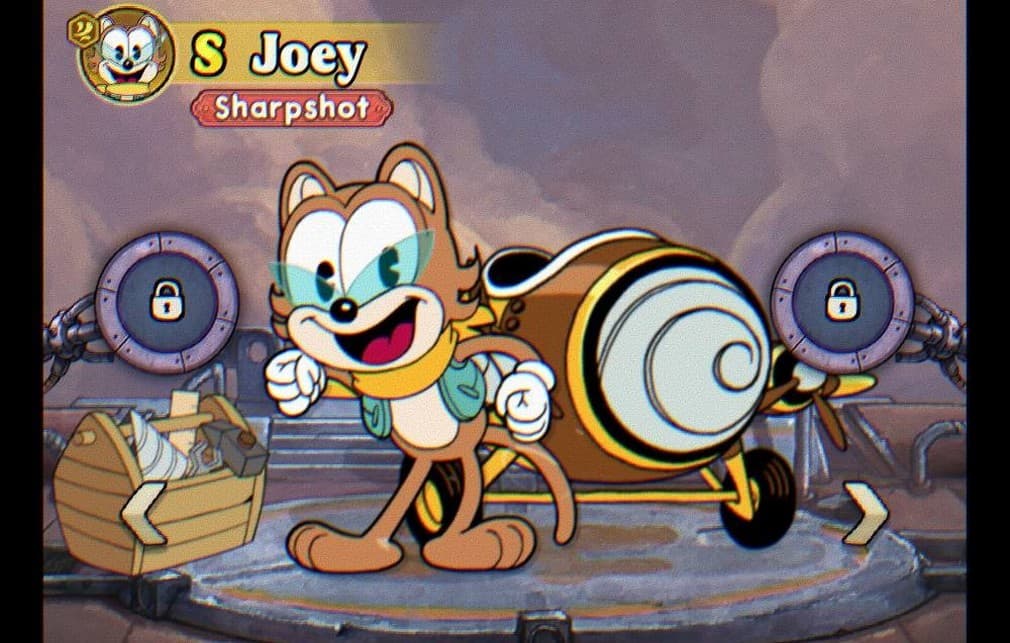 joey the cat with a toolbox on his left and aeroplane on the right