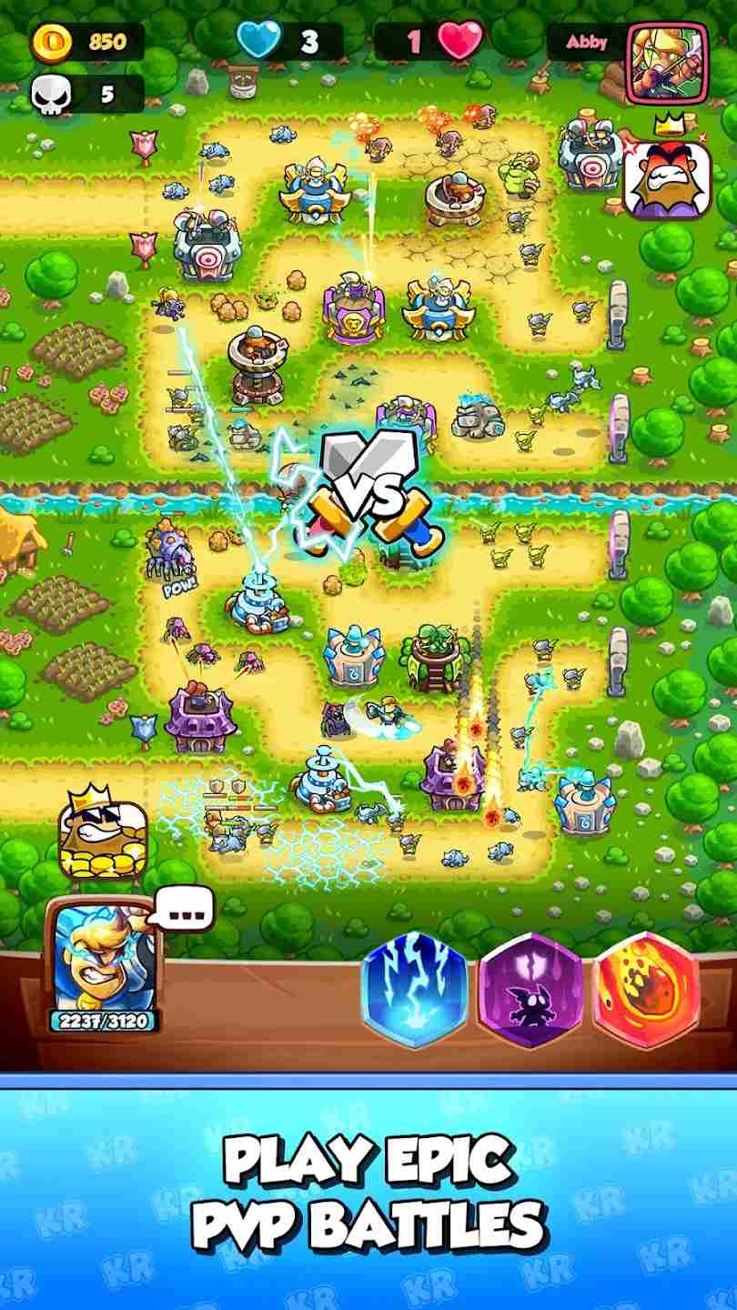 Screenshot d'un affrontement de Kingdom Rush Battles