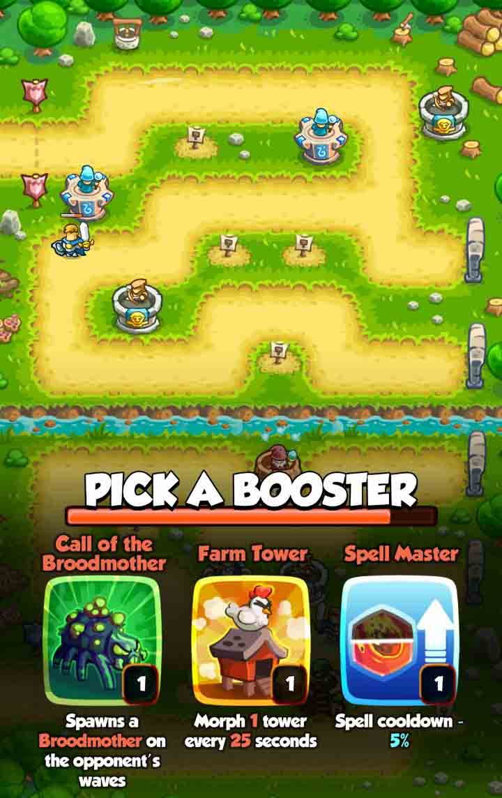 picking three boosters including the farm tower