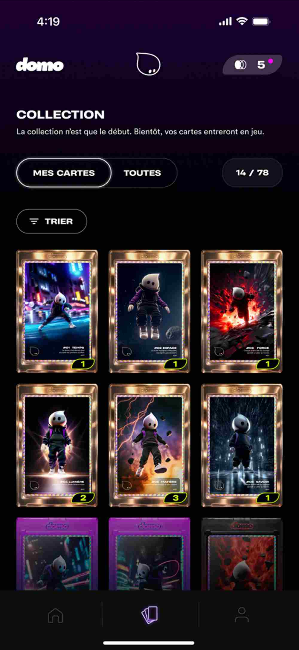 Screenshot des cartes de DOMO