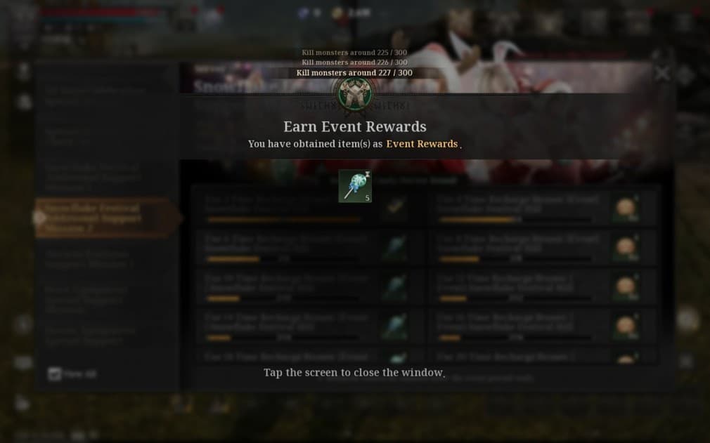 rewards from item collection and daily logins