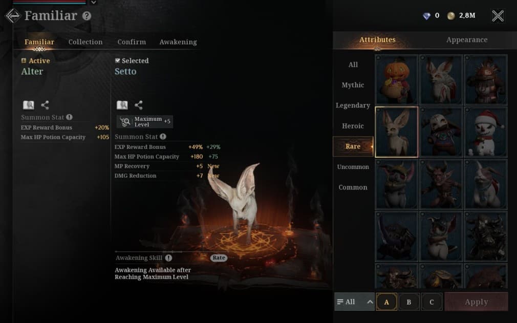 setto white fox like familiar