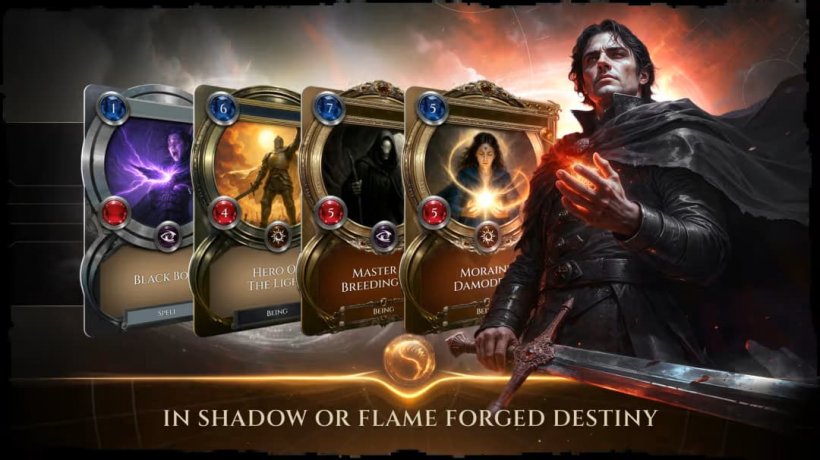 A picture of a man standing over the camera with screenshots of a ccg behind him.