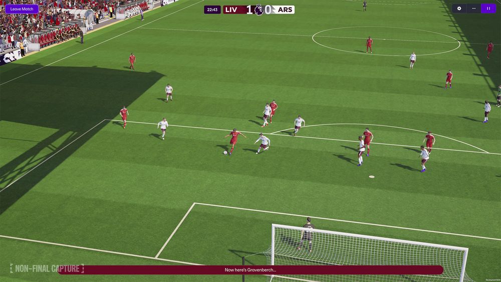 Screenshot d'un match dans Football Manager 26