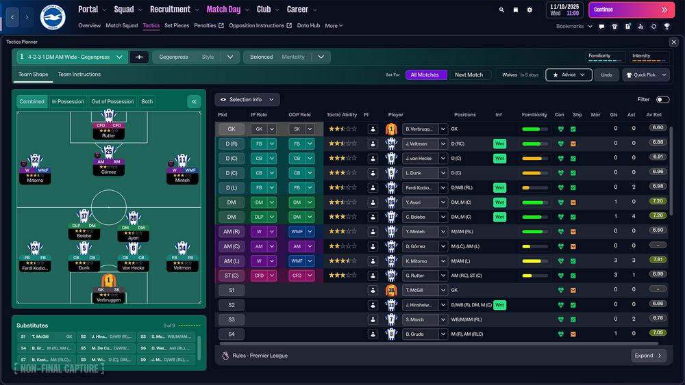 Screenshot d'un menu de Football Manager 26