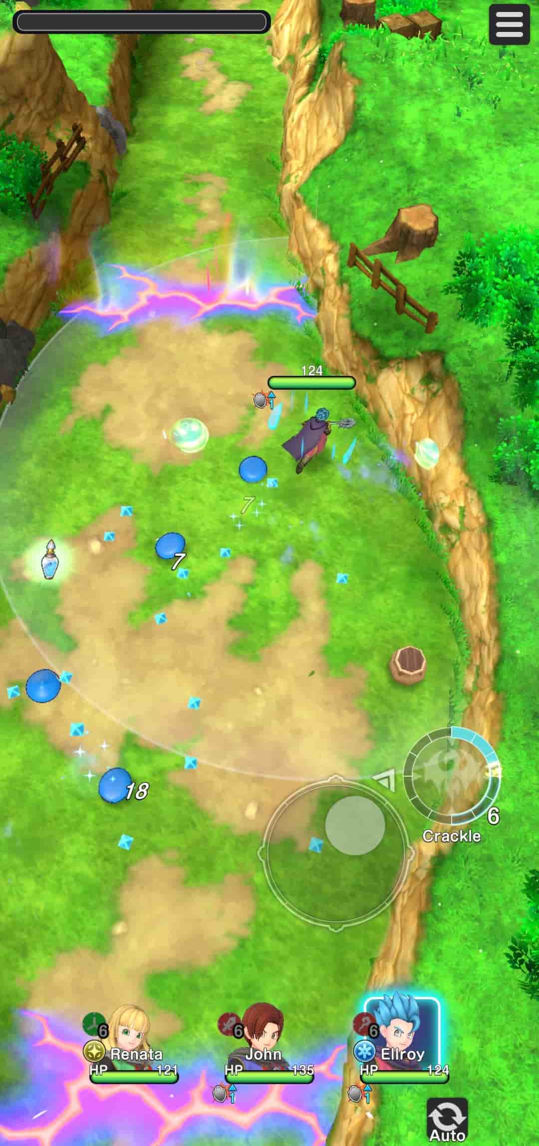 A mage carrying a staff runs past slimes in close proximity that are turning but not yet attacking him.